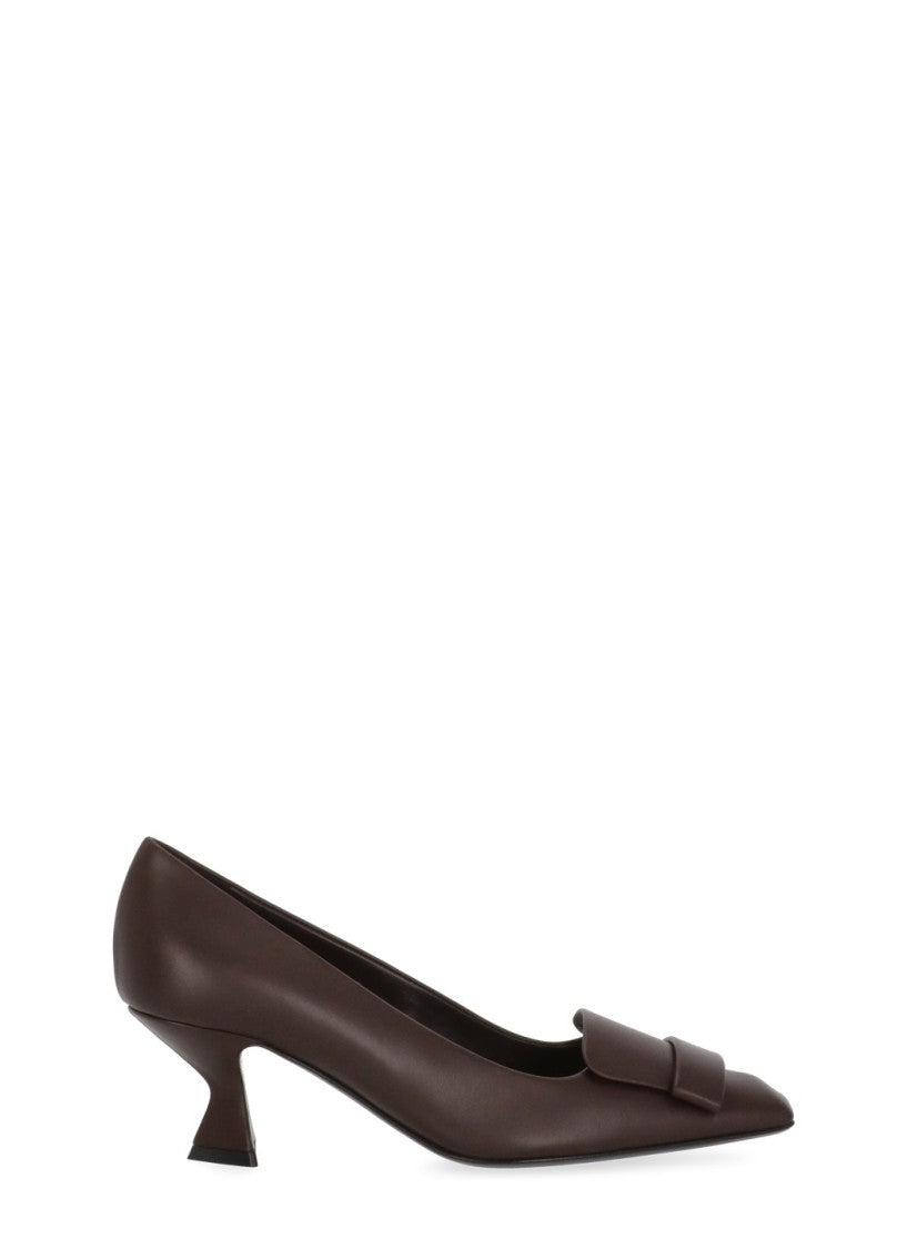 Sergio Rossi Burgundy Square Tip Spool Heel Pumps