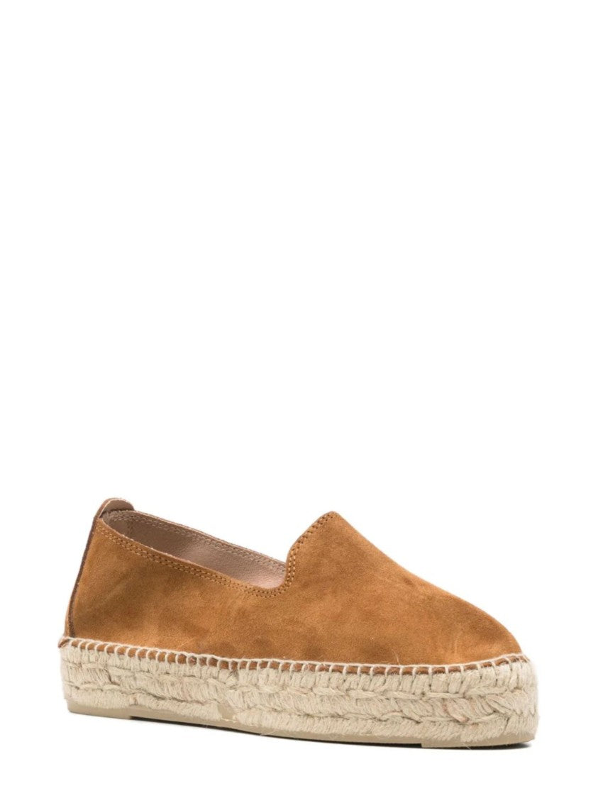 Manebi Brown Suede Braided Raffia Espadrilles