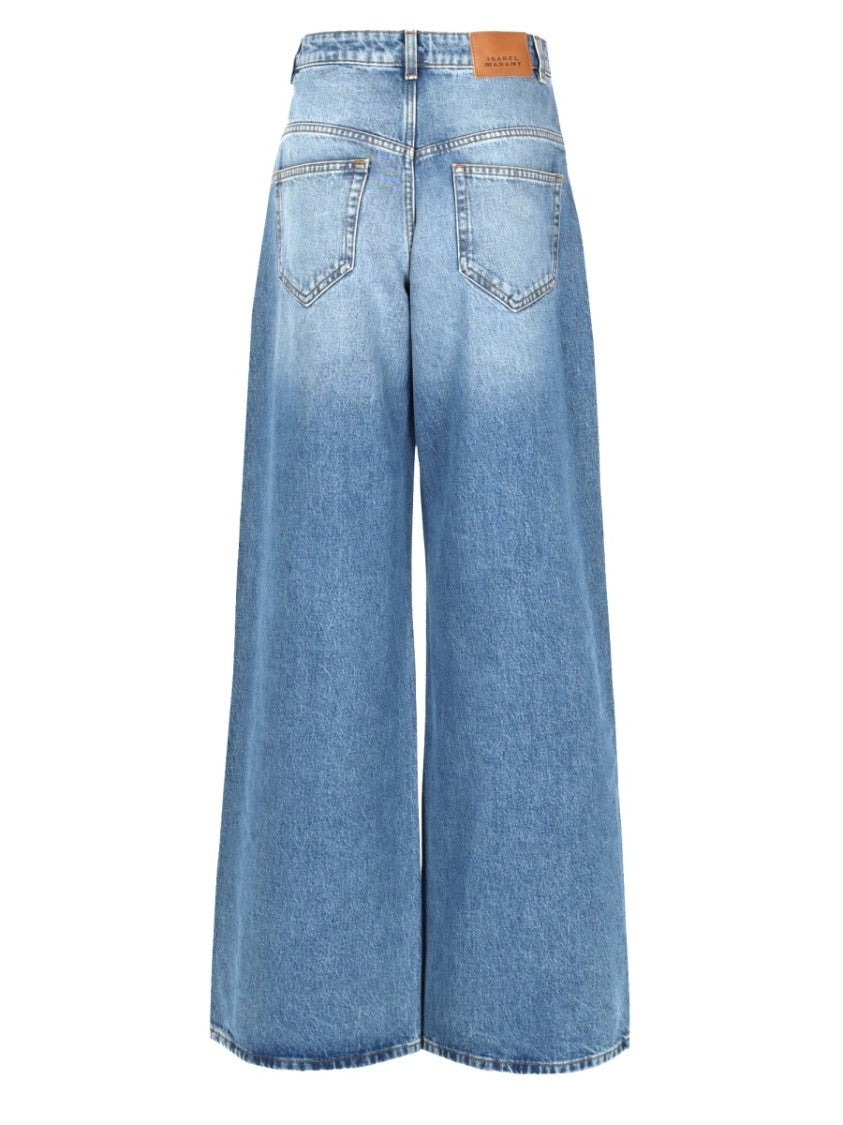Isabel Marant Lemony Wide-Leg Cotton Denim Pants