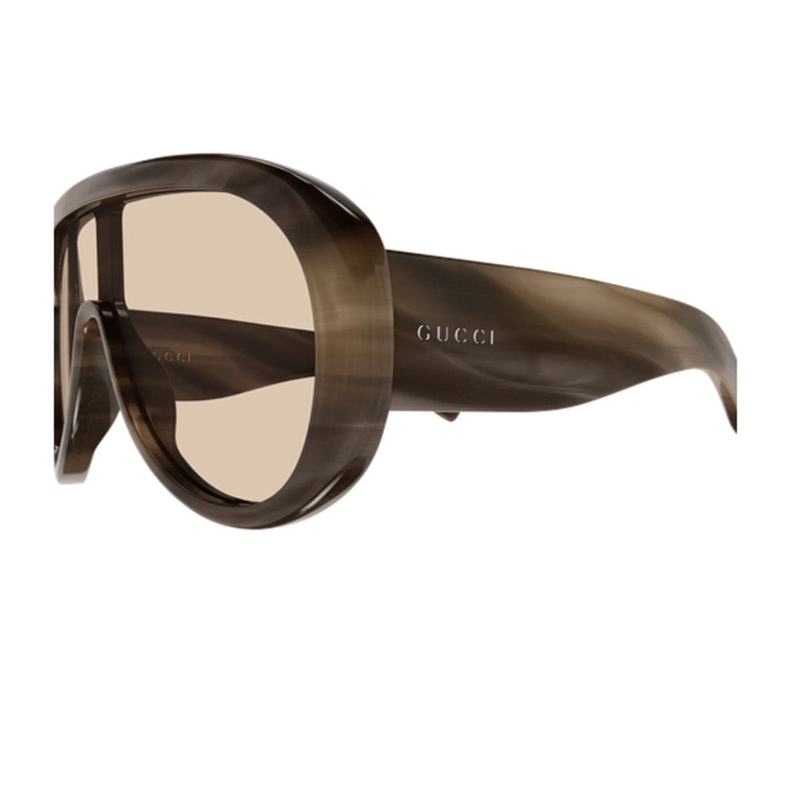 Kering Eyewear S.P.A. Havana Brown Gg2164s Acetate Large Shield Sunglasses
