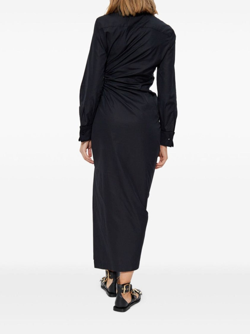 Max Mara Black Cotton Midi Dress With Cut-Out Detail