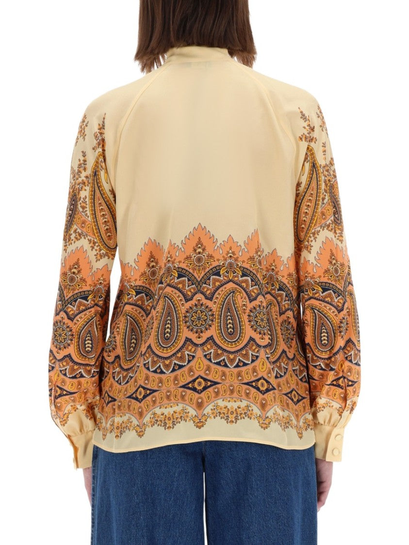 Etro Multicolor Paisley Floral Silk Blouse