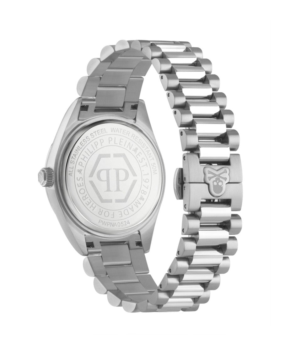 Philipp Plein Date Superlative Crystal Watch With Blue Guilloche Dial