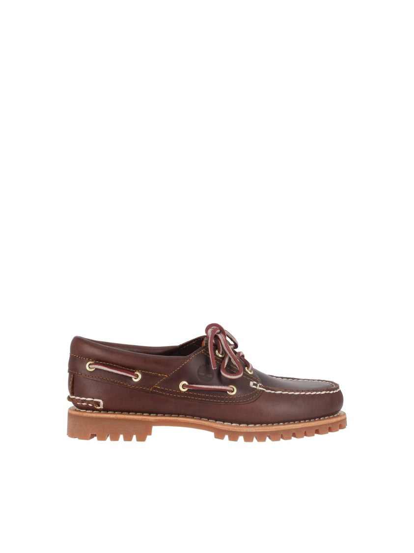Timberland Brown Authentic Moccasin Stitch Leather Boat Shoes
