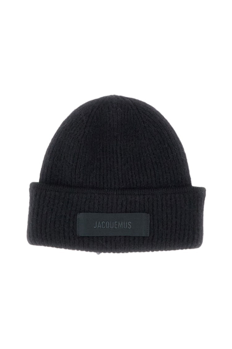 Jacquemus Ribbed Knit Beanie With Grosgrain Logo Detail