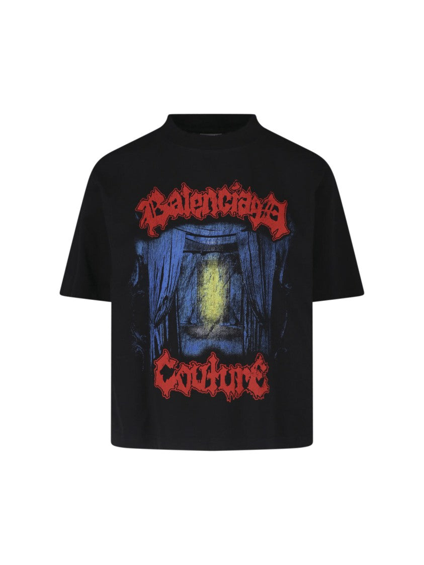 Balenciaga Black Salon De Couture Cotton T-Shirt