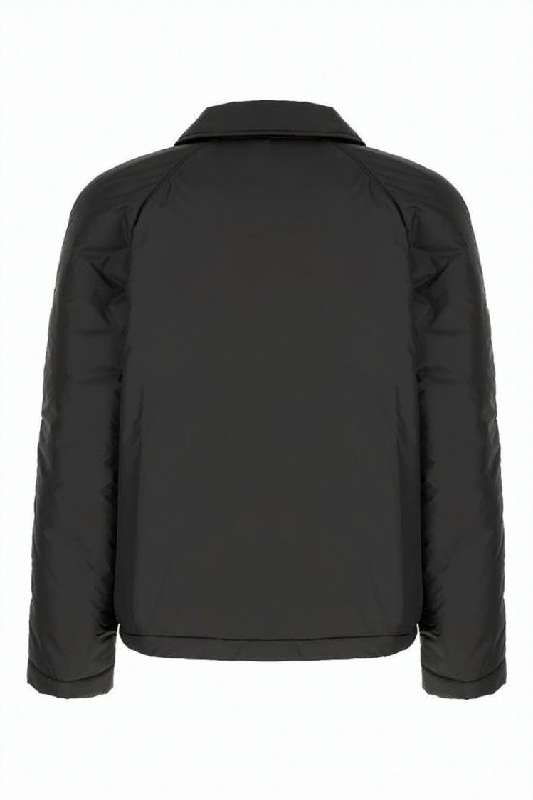 Fendi Boxy-Fit Black Jacket With Quilted Side Panels And Logo Detail