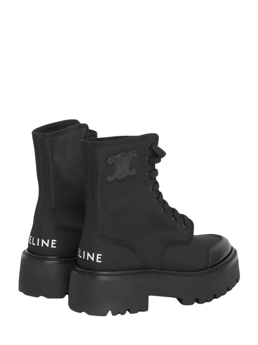 Celine High-Top Lace-Up Boots With Chunky Rubber Sole