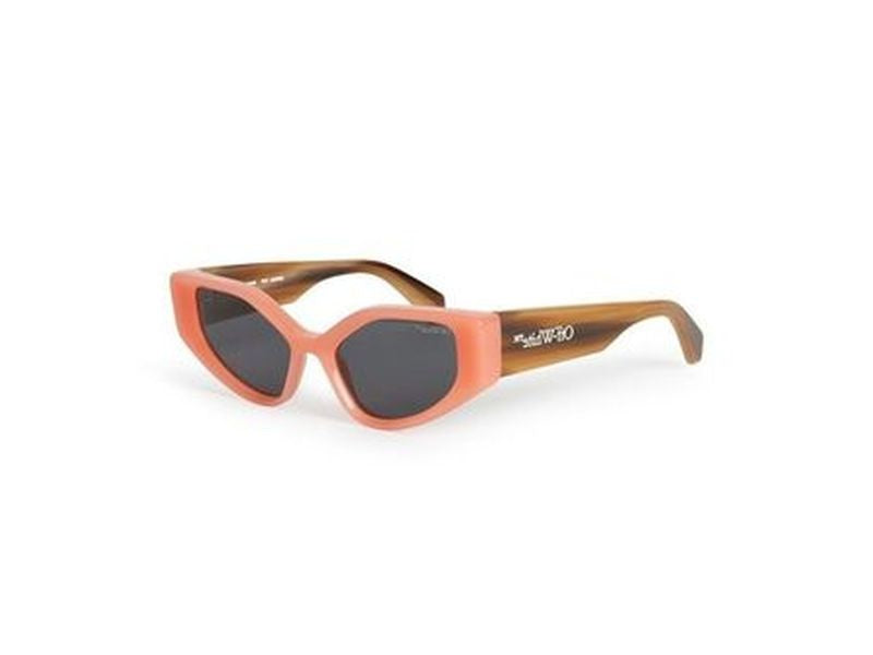 Off-White Oversized Cat-Eye Sunglasses With Translucent Coral Front