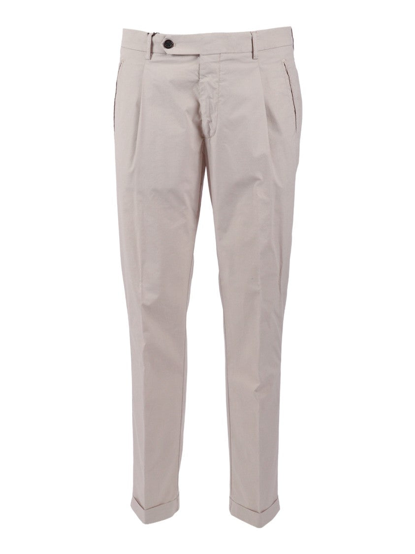 Berwich Beige Tailored Cropped Pleat Straight-Leg Pants