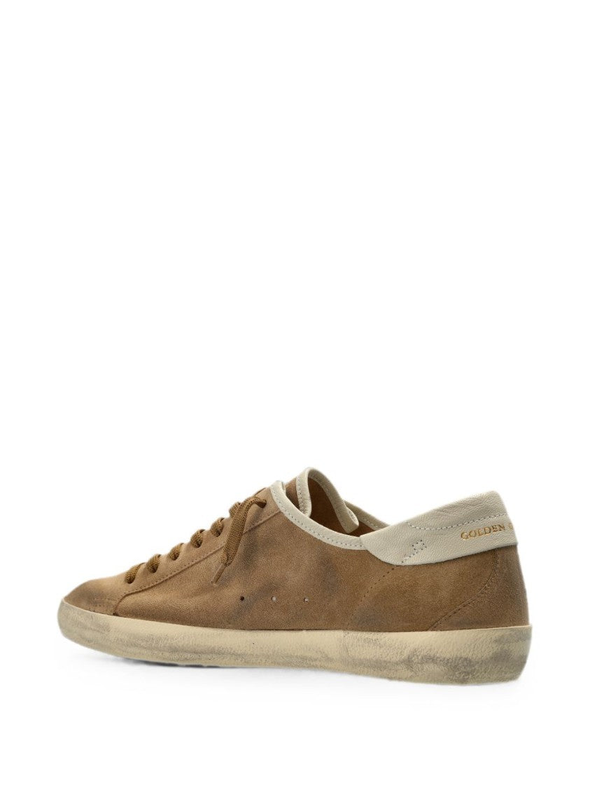 Golden Goose Distressed Brown Suede Perforated Star Sneakers