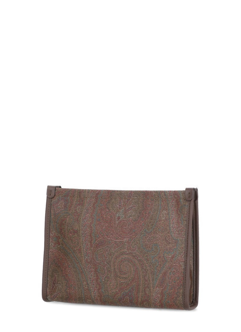 Etro Rectangular Paisley Pattern Pochette With Embroidered Pegaso Logo