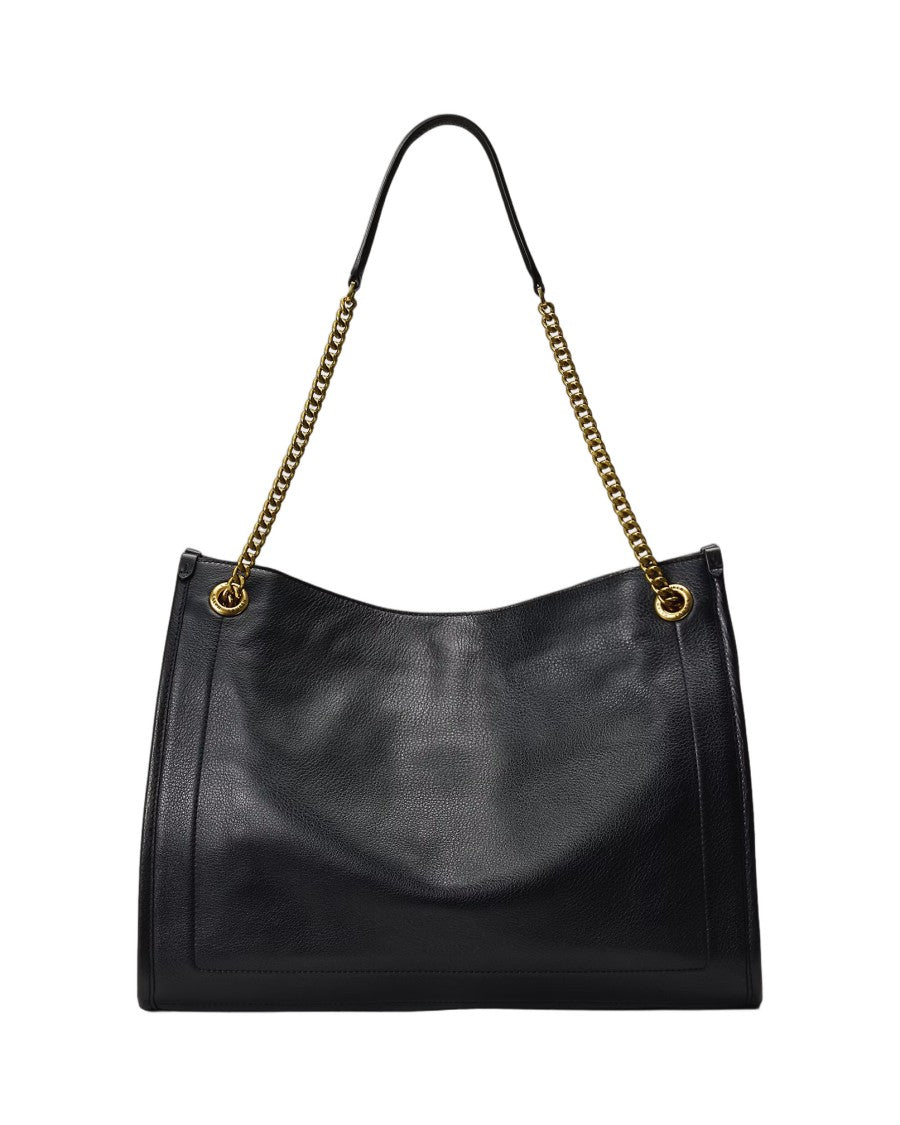 Lauren Ralph Lauren Elegant Black Leather Tote Bag