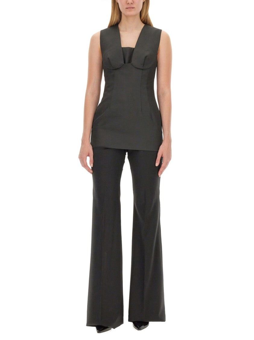 Sportmax Structured Sleeveless Top With Deep Square Neckline