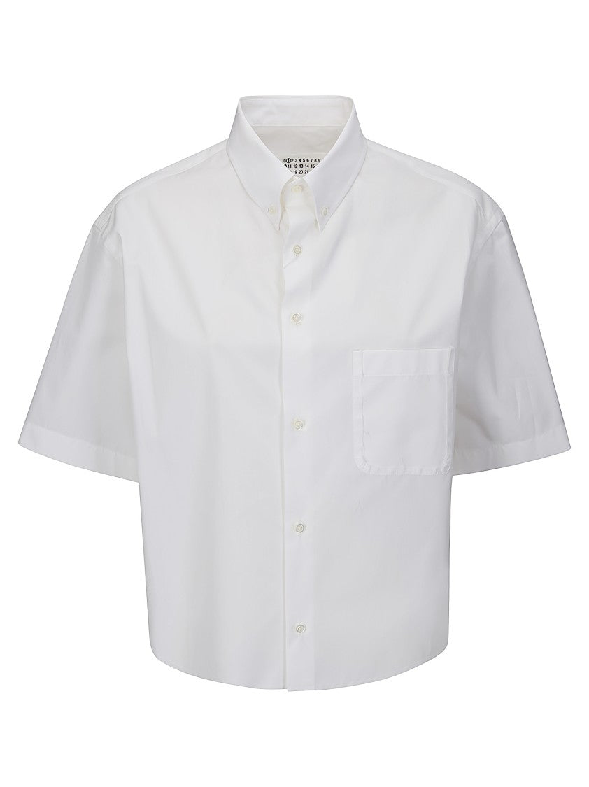 Maison Margiela White Short-Sleeved Shirt With Classic Button-Down Front And Timeless Silhouette