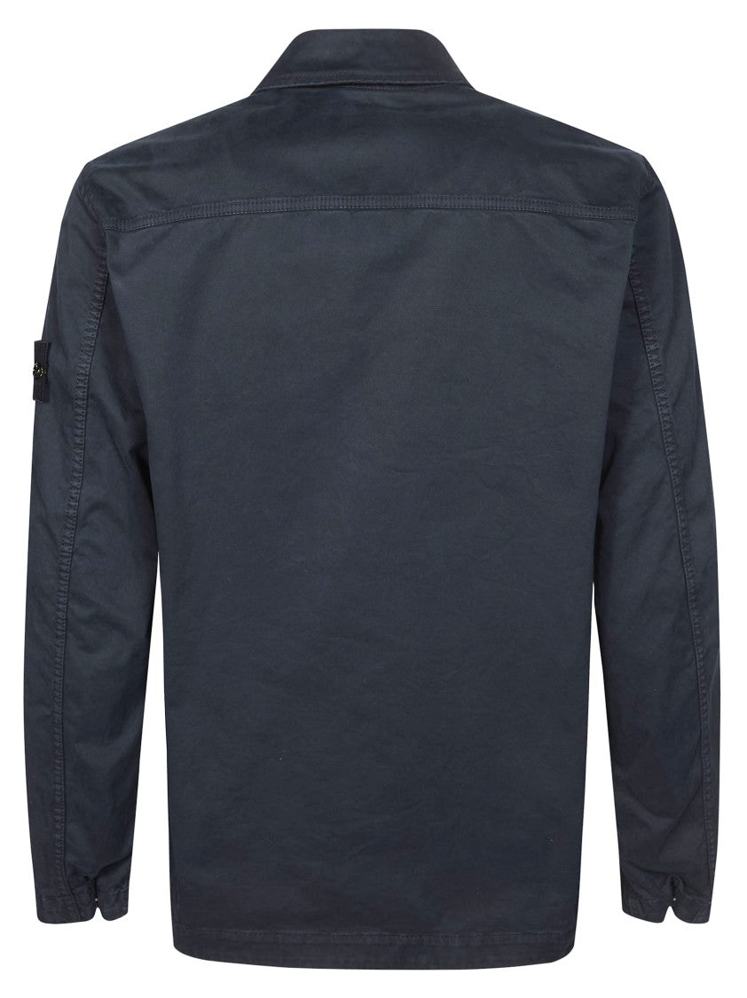 Stone Island Navy Cotton Sleeve Patch Jacket