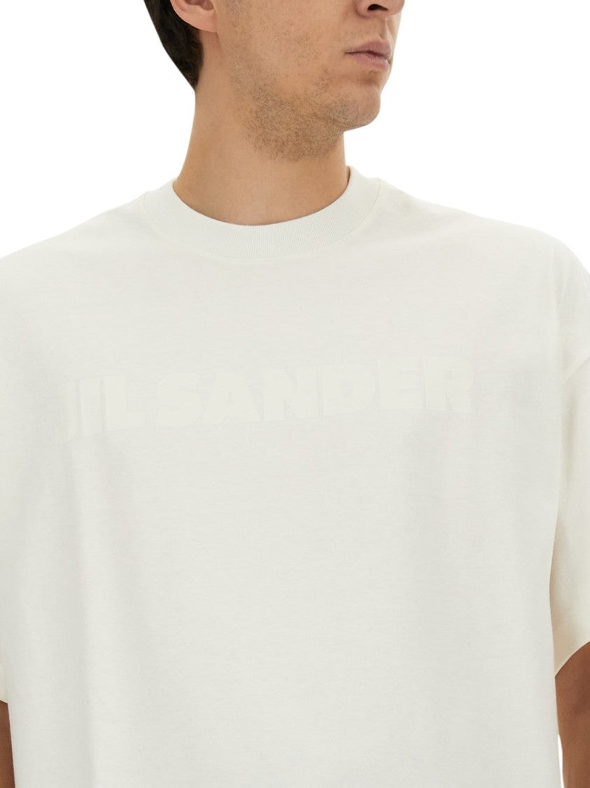 Jil Sander White Cotton T-Shirt With Subtle Logo