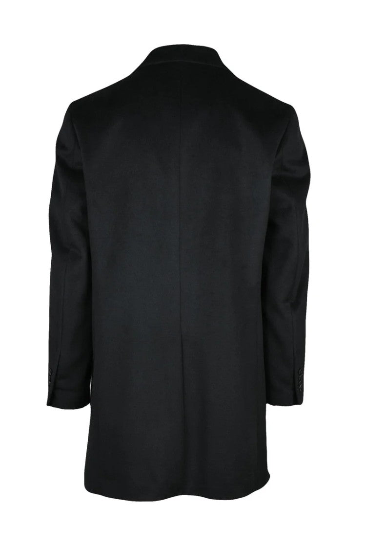Premier Homme Structured Black Coat With Notched Lapel