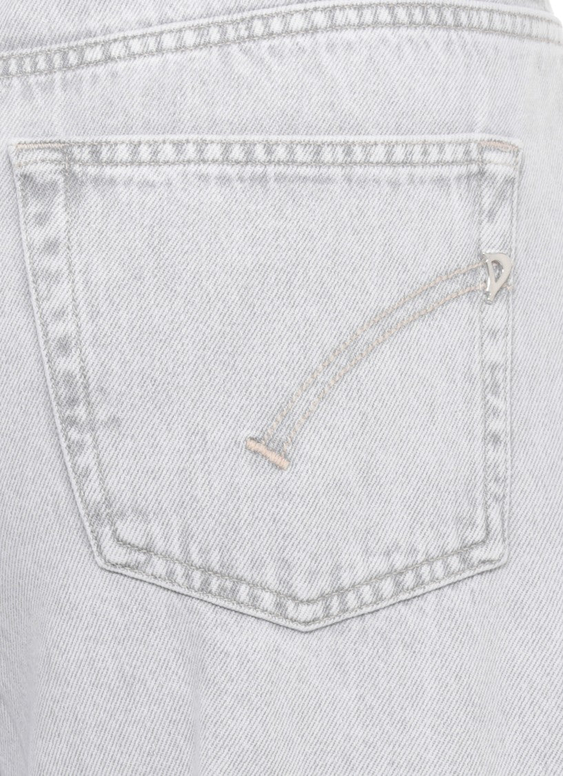 Dondup Grey Marlen Leather Tab Palazzo Jeans