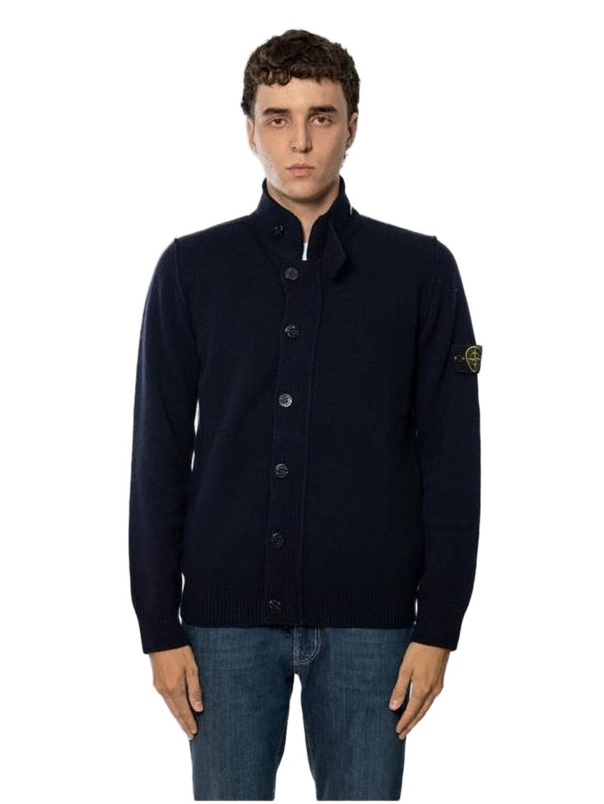 Stone Island Deep Navy Knit Cardigan