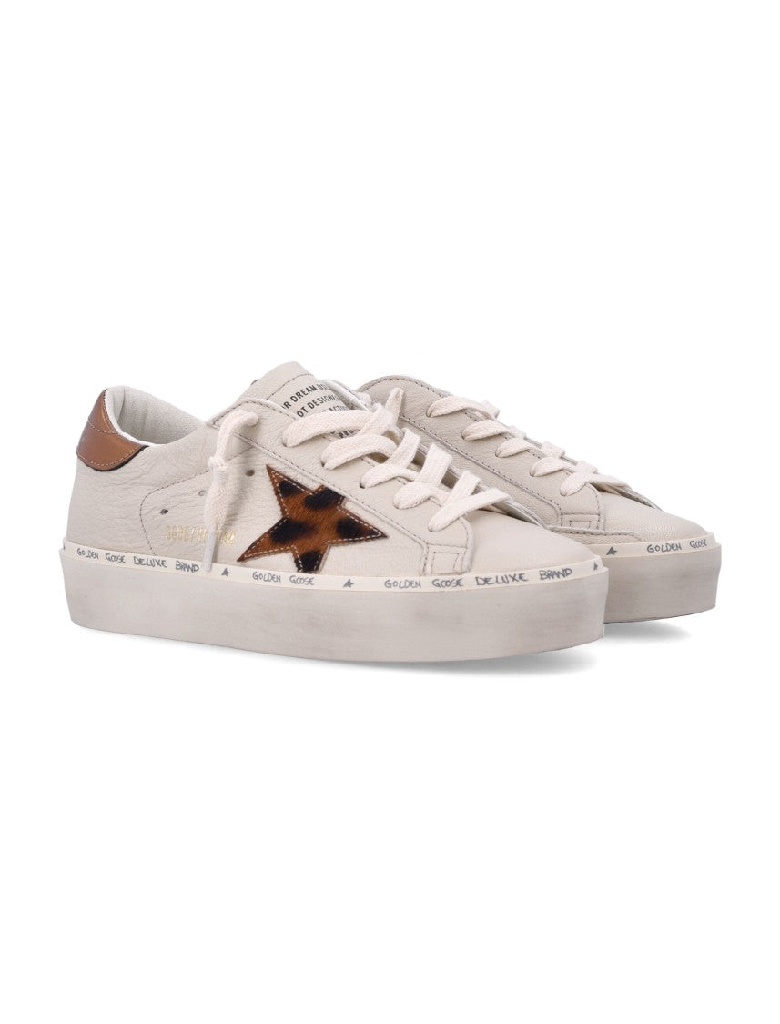 Golden Goose Platform Sneakers With Pony Hair Star And Copper Accents
