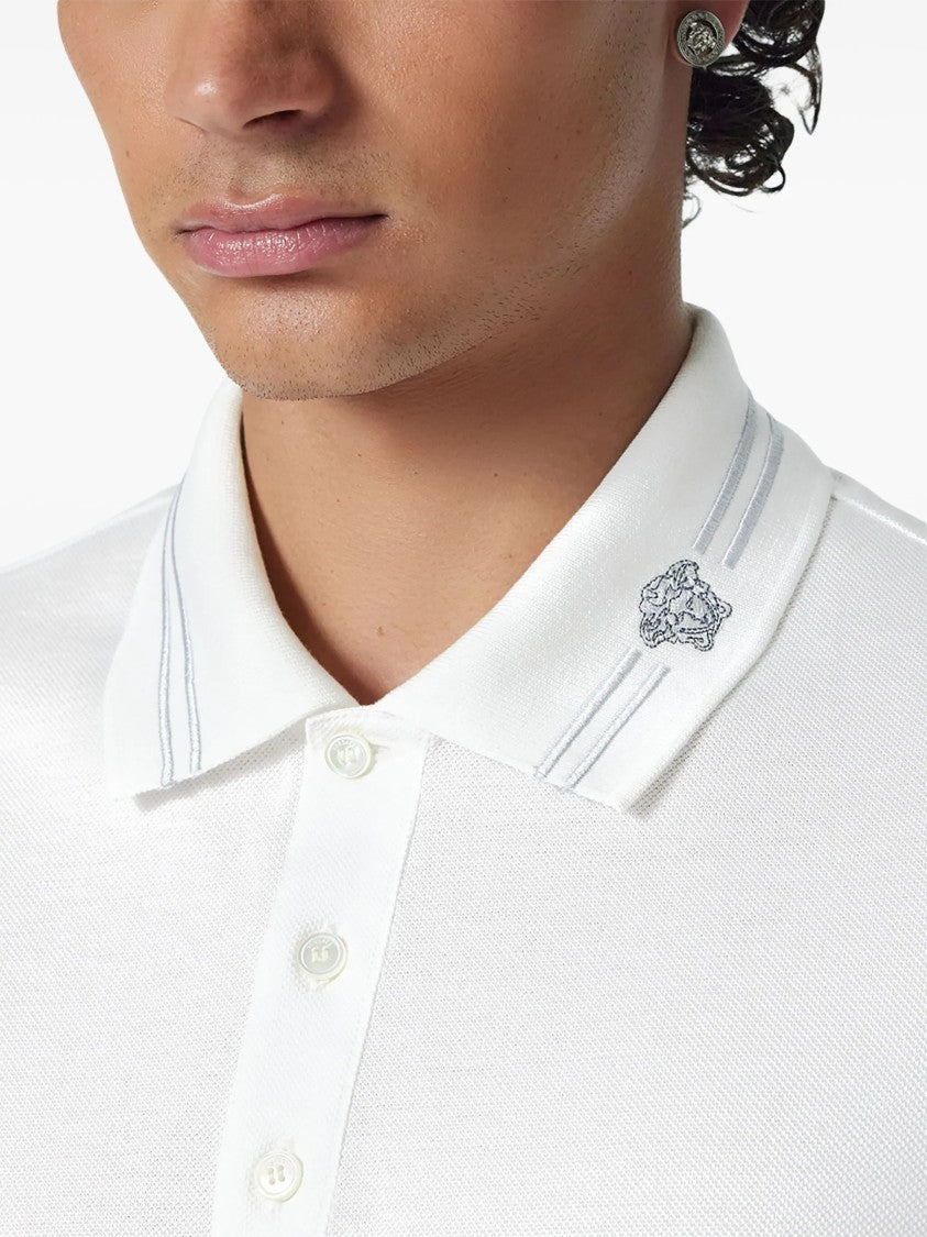 Versace Black Classic Short-Sleeve Double Stripe Polo