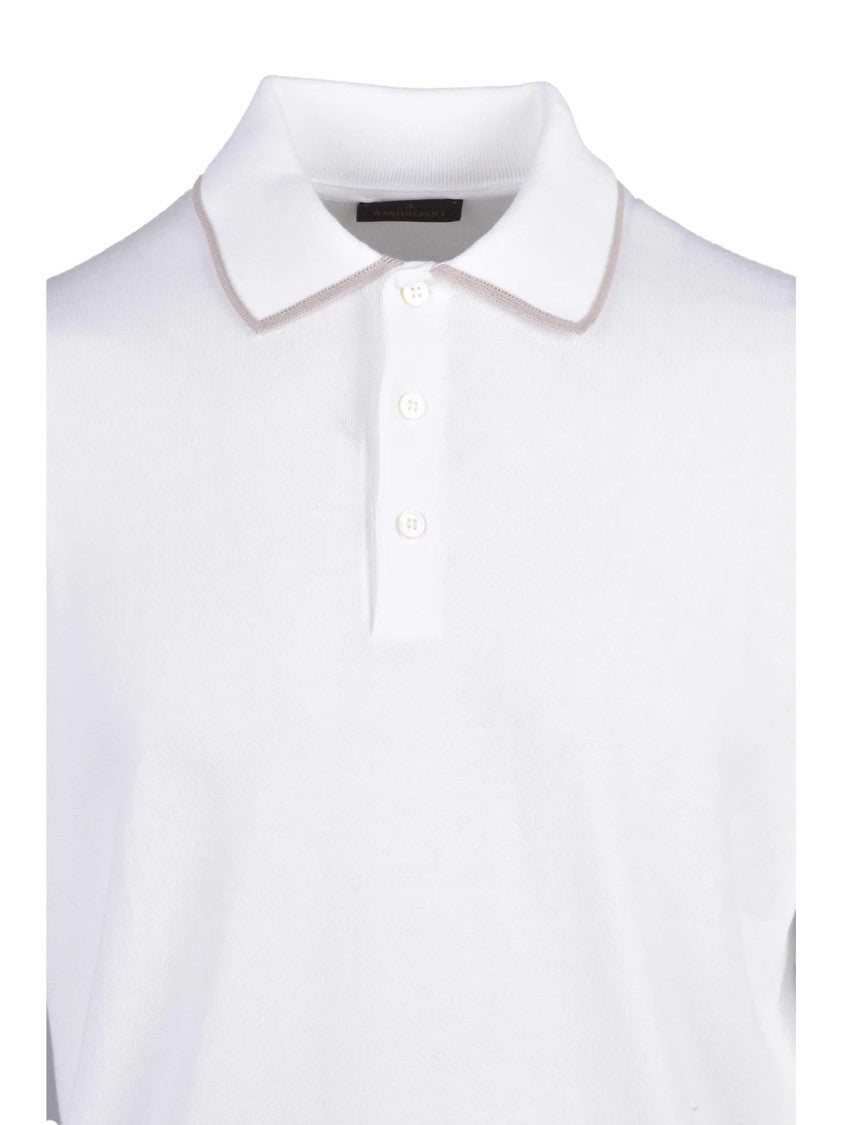 Ambrosio White Cotton Knit Polo