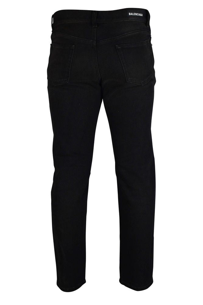 Balenciaga Washed Black Denim Jeans With Signature Branding