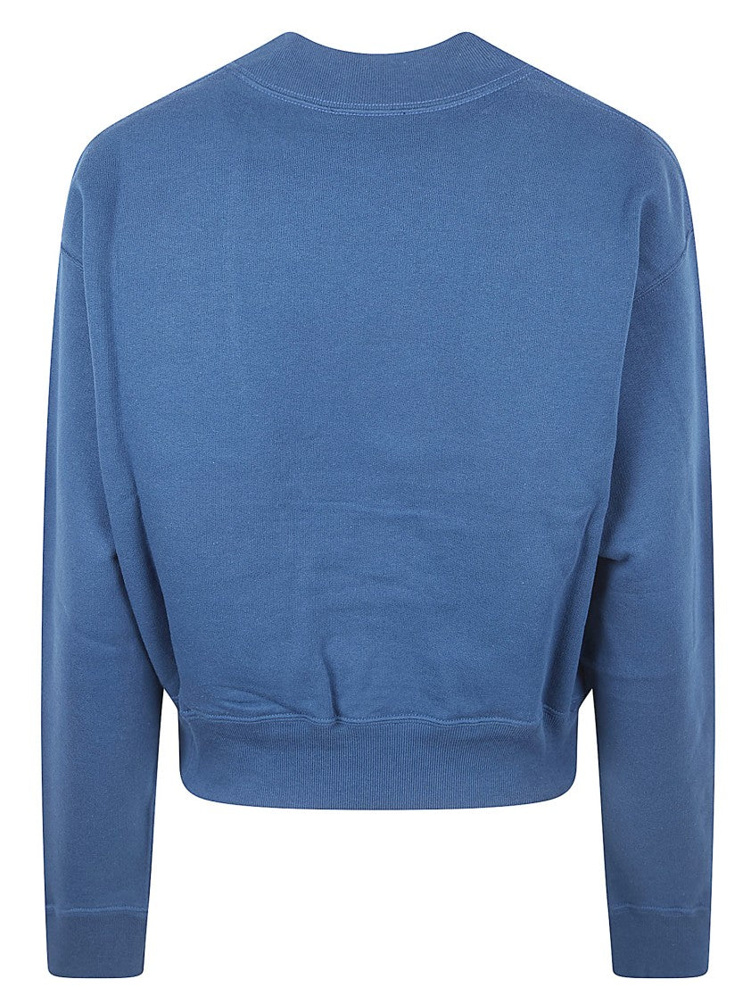 Chloé Varsity Style Cropped Pullover Sweater With Mock Neck And Appliqué Patches