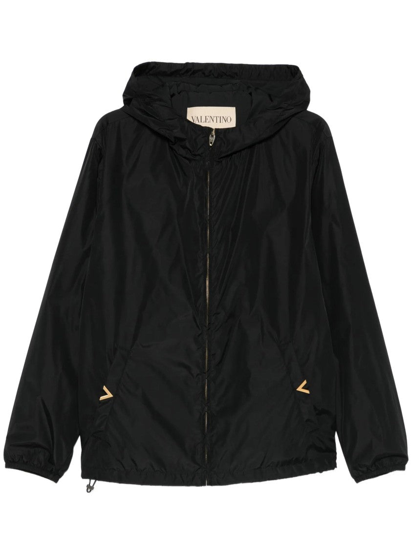 Valentino Black Vgold Nylon Hooded Jacket