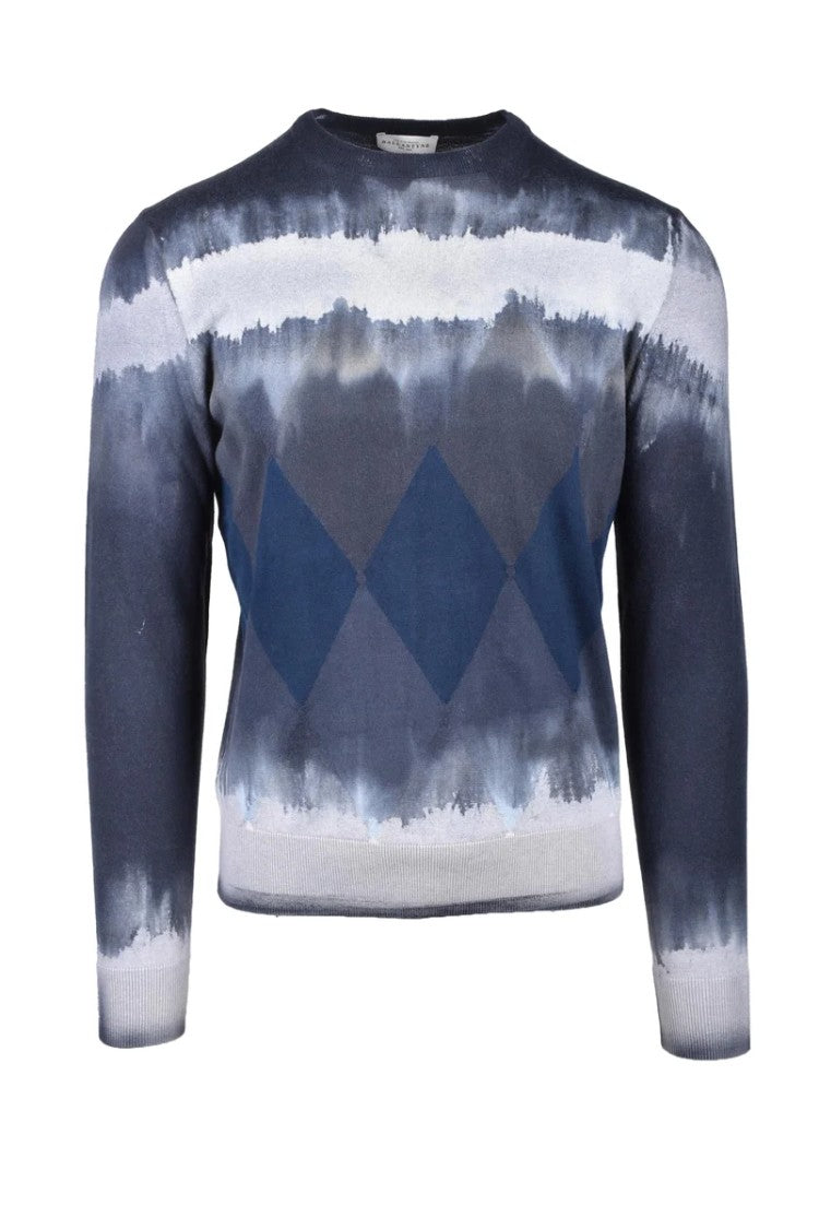 Ballantyne Tie-Dye Knit Sweater With Argyle Detail
