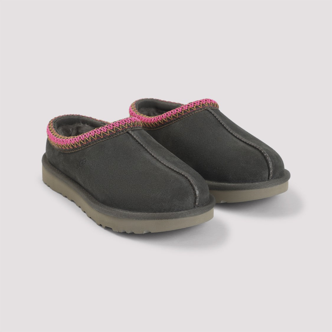 Ugg Rounded Toe Slip-On Slippers With Tonal Suede And Mutton Lining