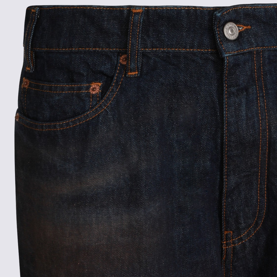 Mm6 By Maison Margiela Straight-Leg Denim Jeans With Dark Indigo Wash And Contrast Stitching