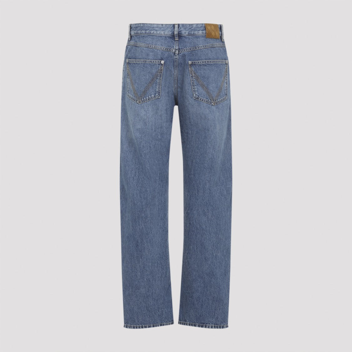 Bottega Veneta Straight-Leg Medium Wash Denim Jeans With Contrast Stitching
