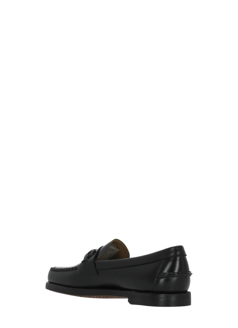 Sebago Black Glossy Patent Leather Horsebit Loafers