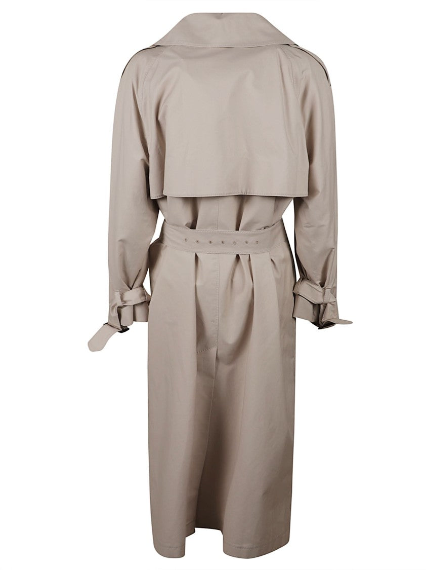 Max Mara Knee-Length Double-Breasted Trench Coat With Belted Waist