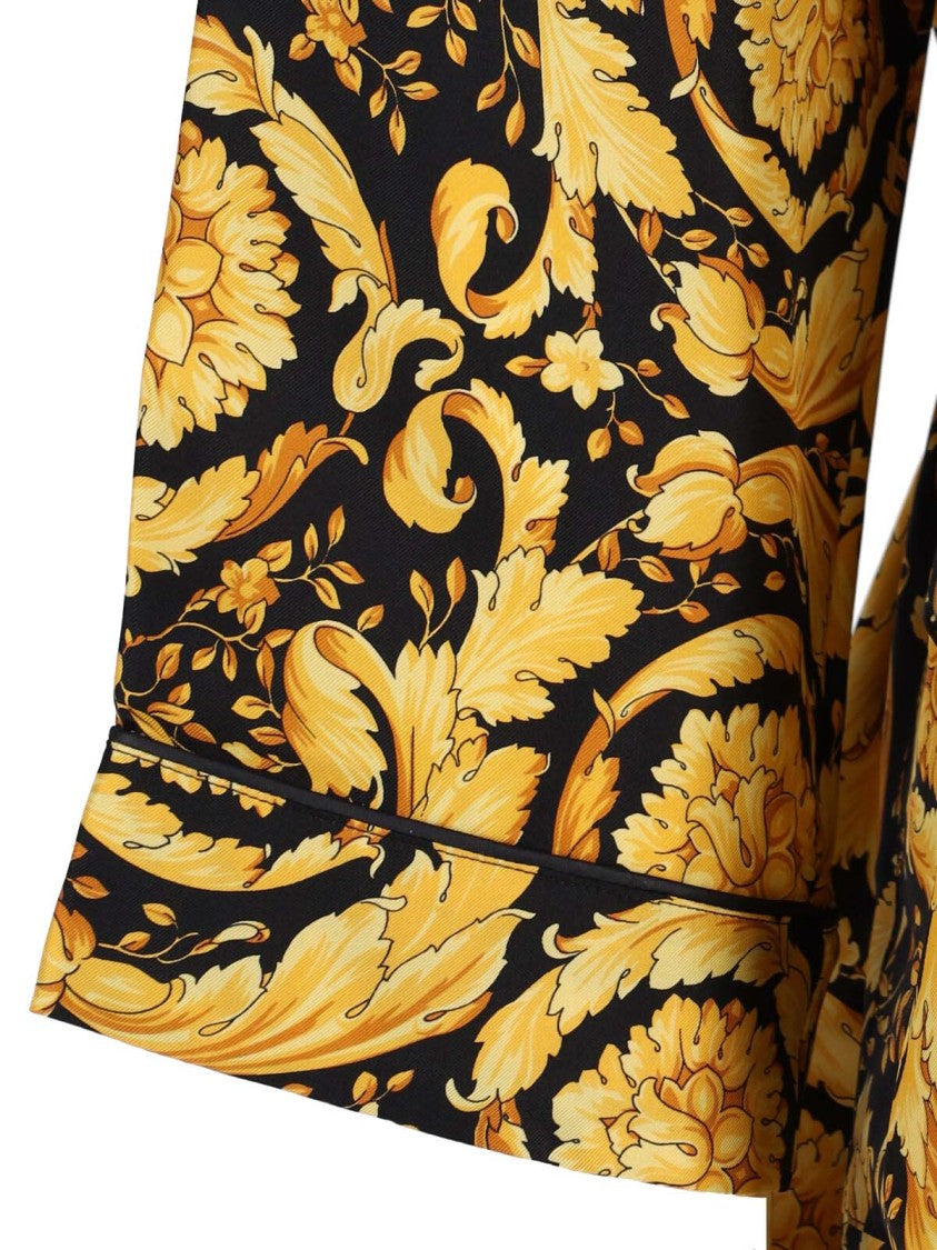 Versace "Barocco" Silk Robe – Black/Yellow
