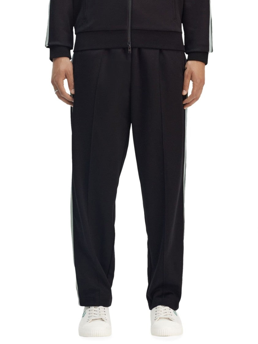 Fred Perry Relaxed Fit Black Truck Pants With Contrasting Stripes