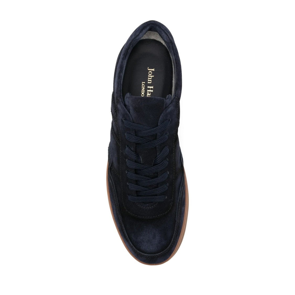John Harrison Blue Suede Low-Top Gum Sole Sneakers