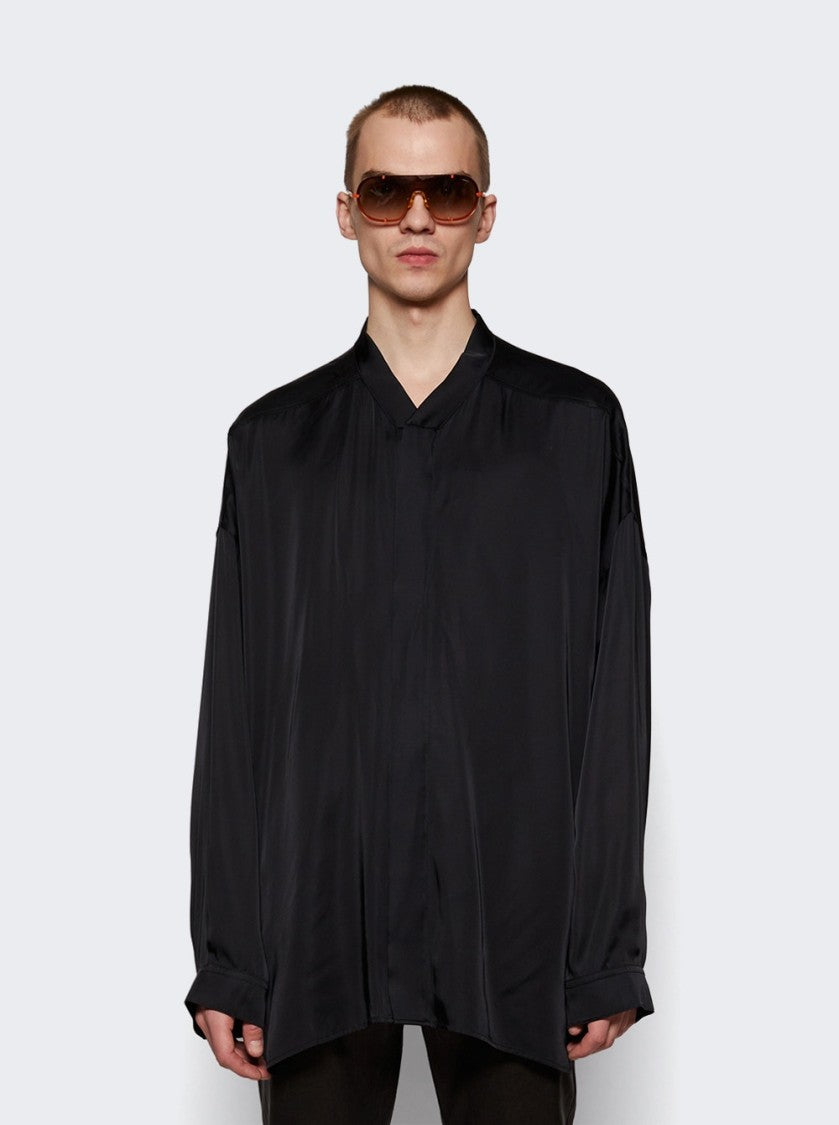 Rick Owens Oversized Snap Collar Faun Shirt Black