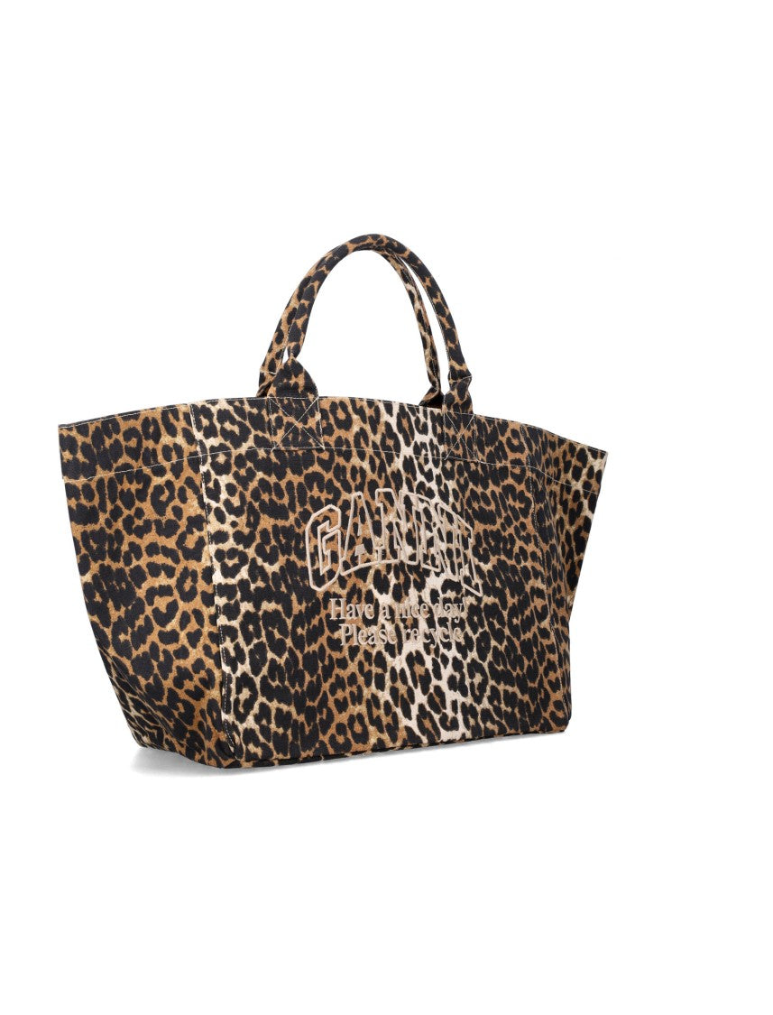 Ganni Leopard Xxl Tote Bag