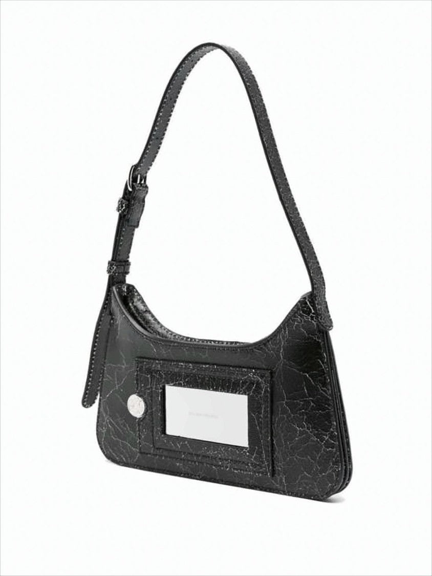 Acne Studios Textured Leather Shoulder Bag With Cracked Effect