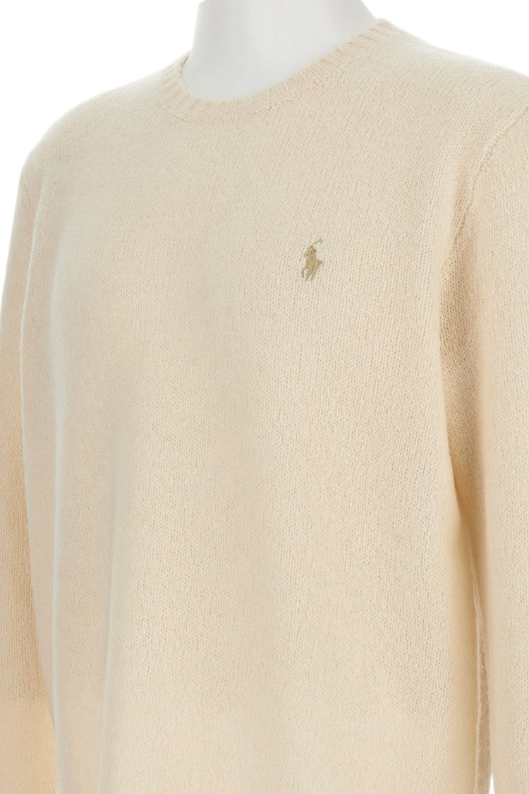 Polo Ralph Lauren Cream White Regular Fit Knit Pullover With Ribbed Trims