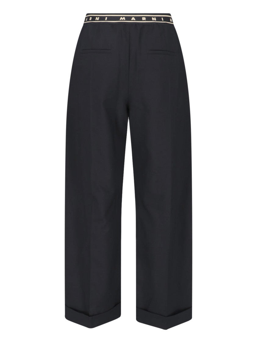 Marni Black Wide-Leg Virgin Wool Trousers