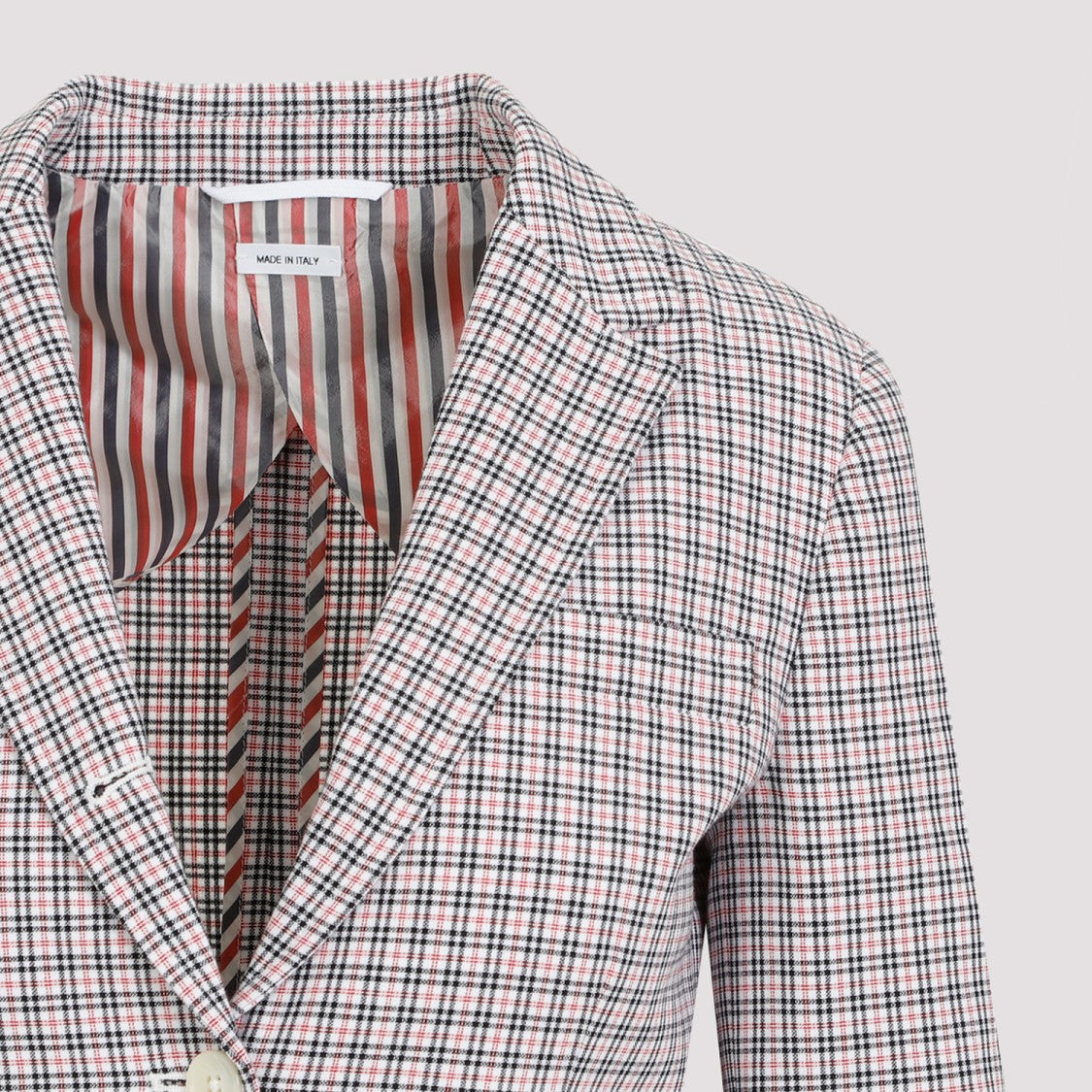 Thom Browne Small Check White Cotton Jacket