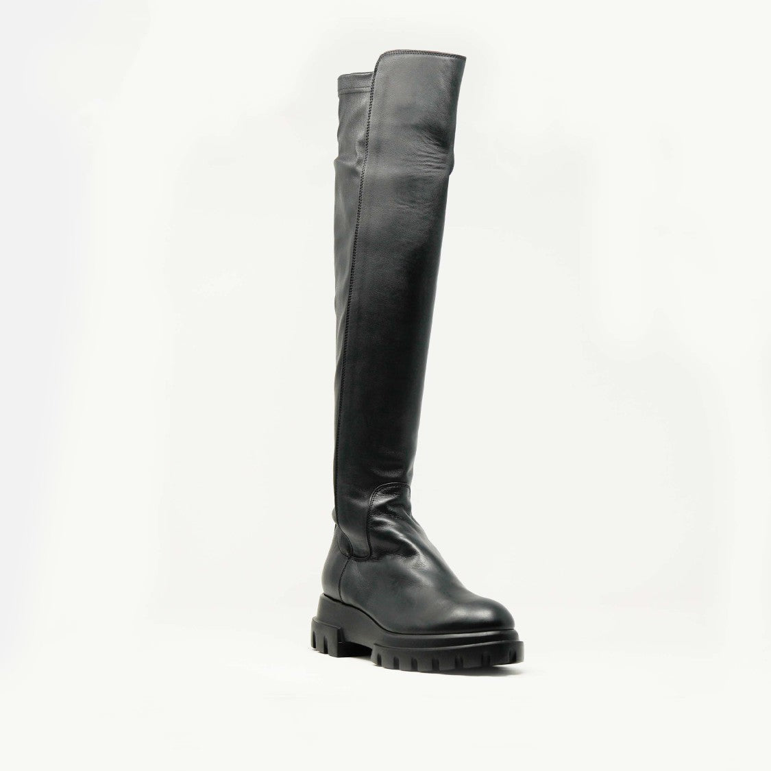 Agl Black Leather Stretch Boot