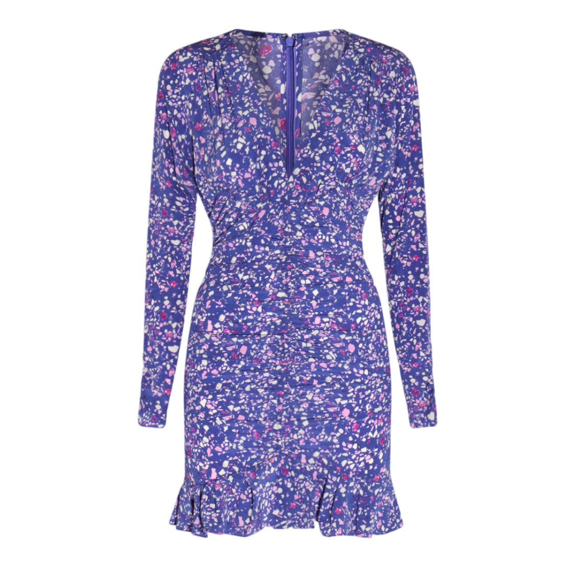 Isabel Marant Fitted Floral Mini Dress With Deep V-Neckline And Ruffled Hemline