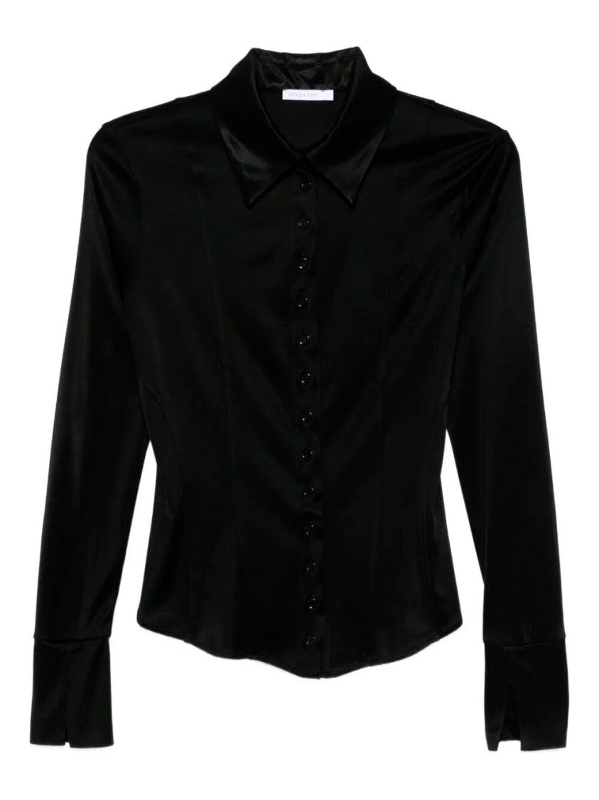 Patrizia Pepe Fitted Acetate Shirt With Classic Collar