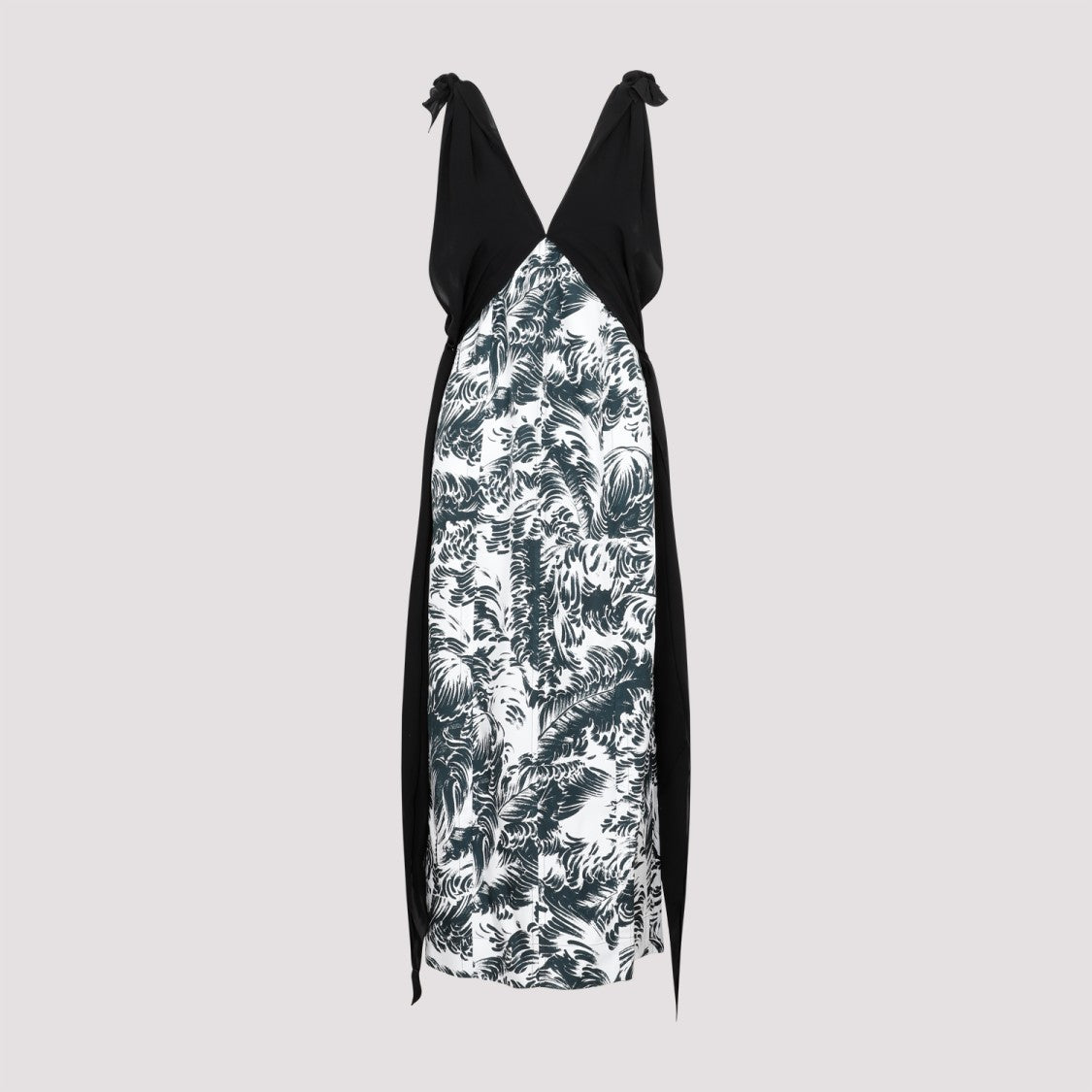 Bottega Veneta Black Silk Printed Silk Long Dress