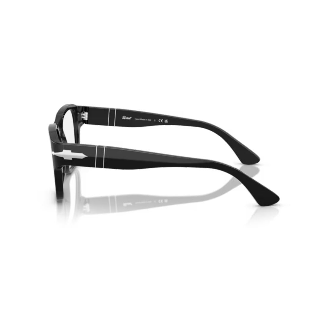 Persol 0Po3374v Rectangular Black Acetate Eyeglasses With Silver Arrow Detail